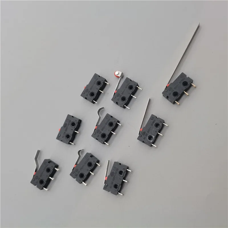 5Pcs Mini Micro Limit Switch NO NC 3 Pins PCB Terminals SPDT 5A 125V 250V 29mm Roller Arc lever Snap Action Push Microswitches