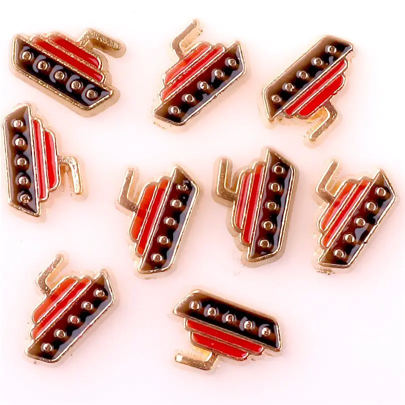 40Pcs/Lot Mini Cute Car School Bus Floating Charms Fire Truck  Pendant Locket Necklaces Jewelry Supplies