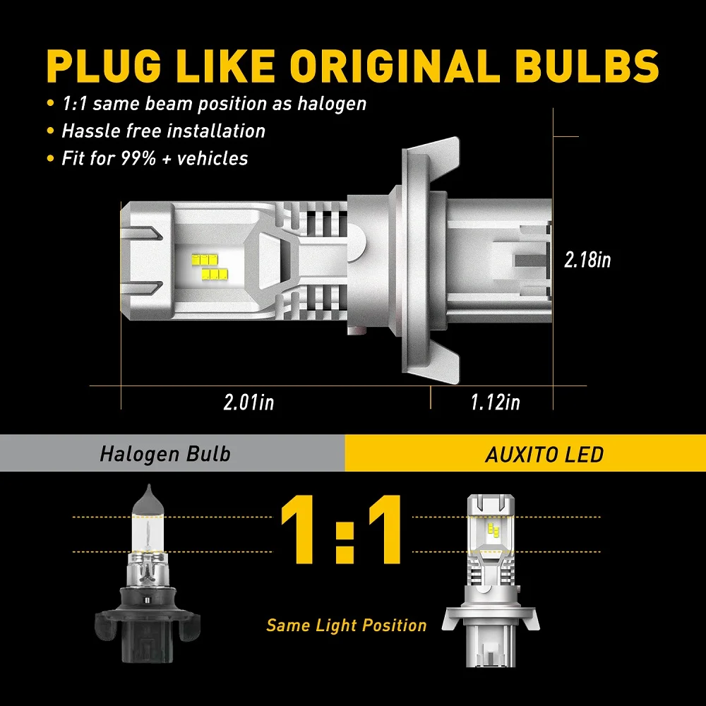 AUXITO 2x H13 9008 LED Canbus 헤드 라이트 포드 F150 Fiesta Mondeo MK4 H7 H8 9005 9006 HB4 9007 LED 전조등 ZES 칩 12000LM