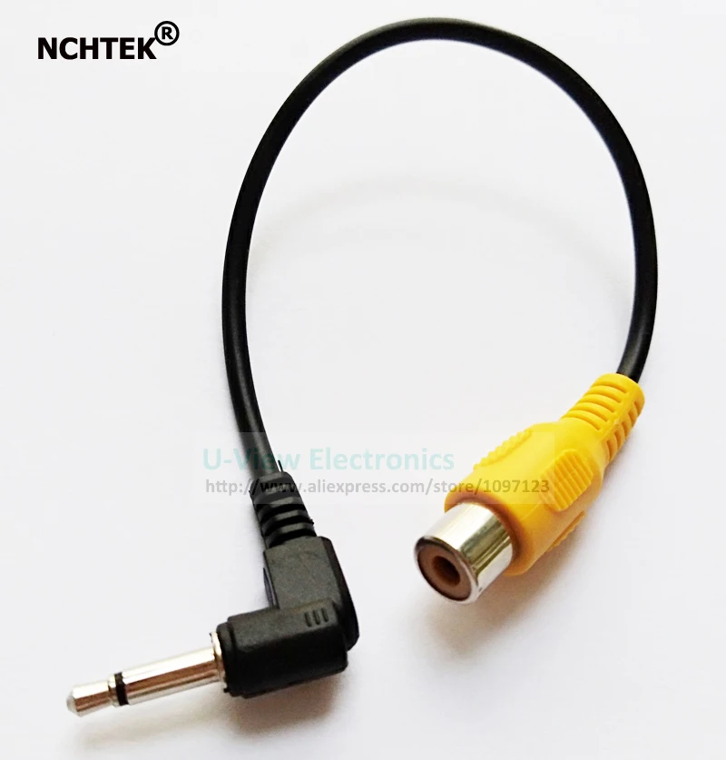 NCHTEK 90 Degree Angled 3.5MM Mono Male Jack to RCA Female Adapter For GPS AV-in Converter Video Cable 20CM / 1PCS