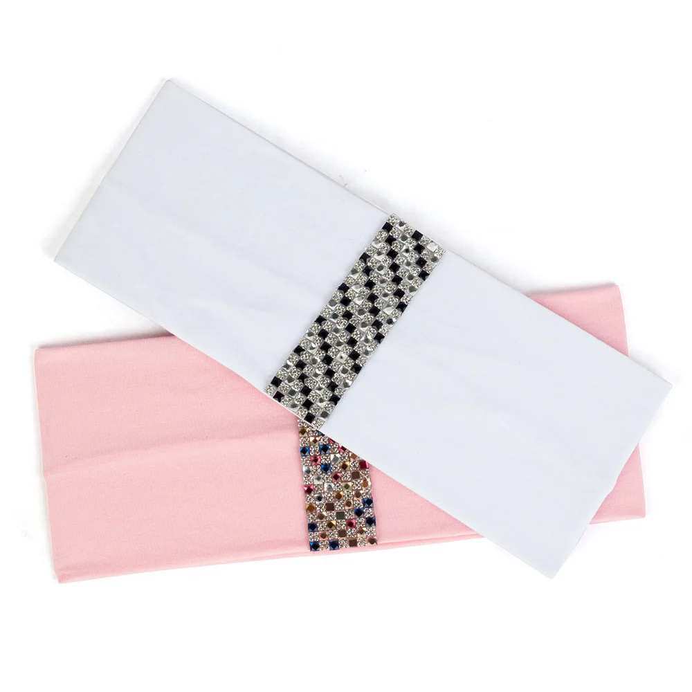 Geebro Women Cotton Soft Headband With Colorful Rhinestones Accessories Crystal Headwear Elastic Flat Hairband Hair Accessory image 2