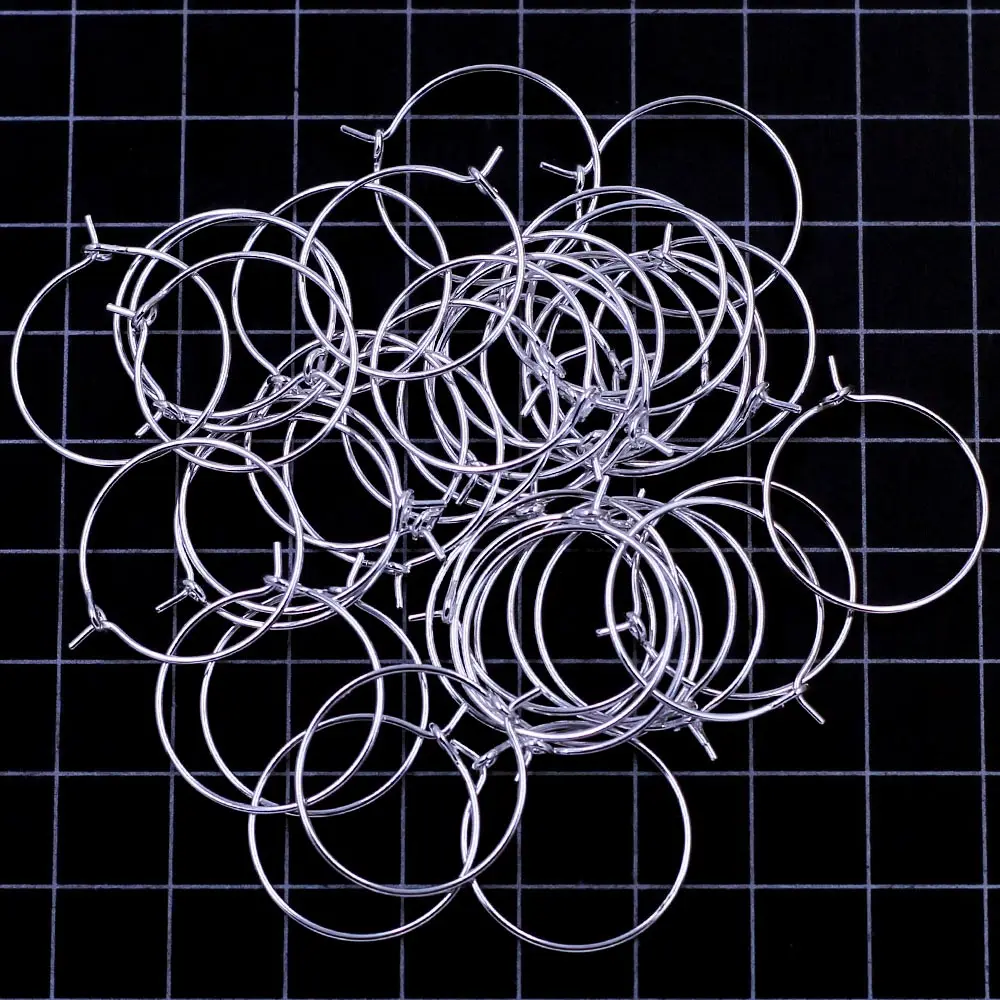 1000Pcs Wine Glass Rings Earrings Hoops Ear Alloy Round Silver Plated Jewelry DIY Findings 20mm