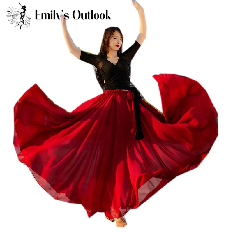 Fairy Oriental Dance Skirt Swing Belly-Dance Women Performance Outfit 720 1000 Degree Dance Costume Full Circle Maxi Skirt Red