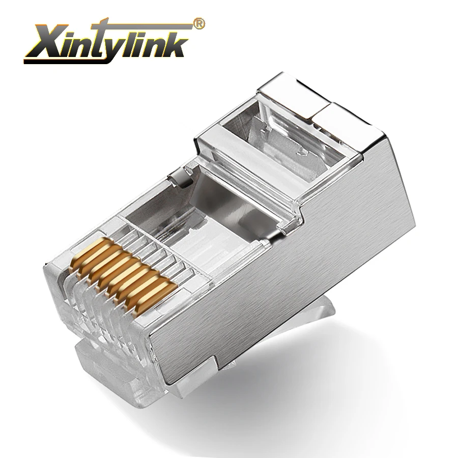 

xintylink rj45 cat5e connector ethernet cable plug male network rg rj 45 stp shielded jack keystone cat5 lan conector 20/50/100