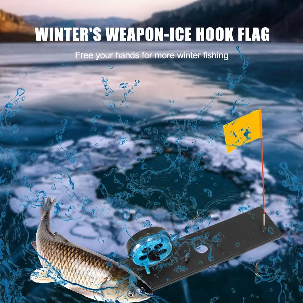 Ice Fishing Tip-up Portable Winter Ice Fishing Rod Tip Up With Flag Pole And Dragon Wire Outdoor Fishing Accessories For Men A