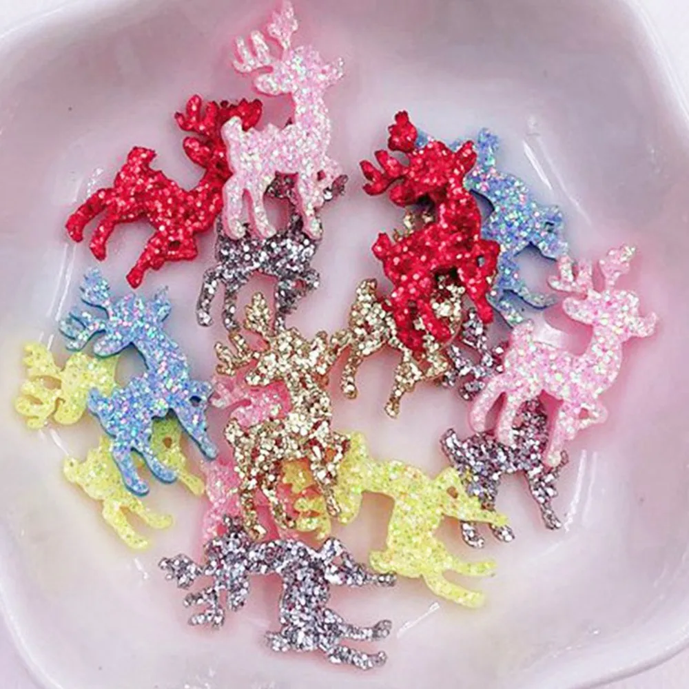 Filcowa tkanina brokatowa błyskotka Mini akcesoria w kształcie jelenia naszywka do szycia DIY świąteczna spinka do włosów akcesoria Craft XE42