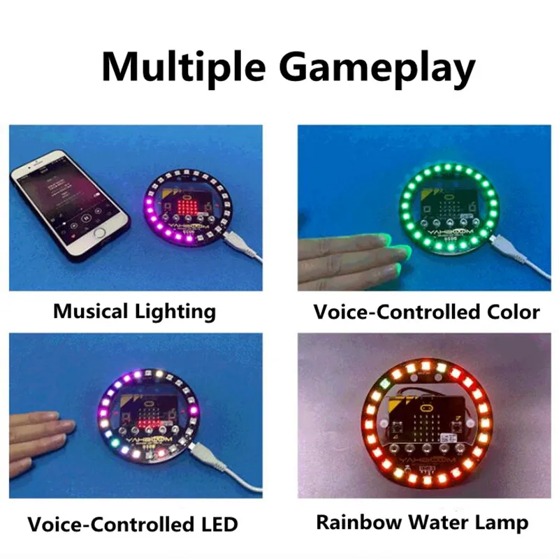 Hottest DIY Learning Kit Micro:bit Programmable Expansion Board Compatible with Arduino Voice Control Colorful LED RGB Lights