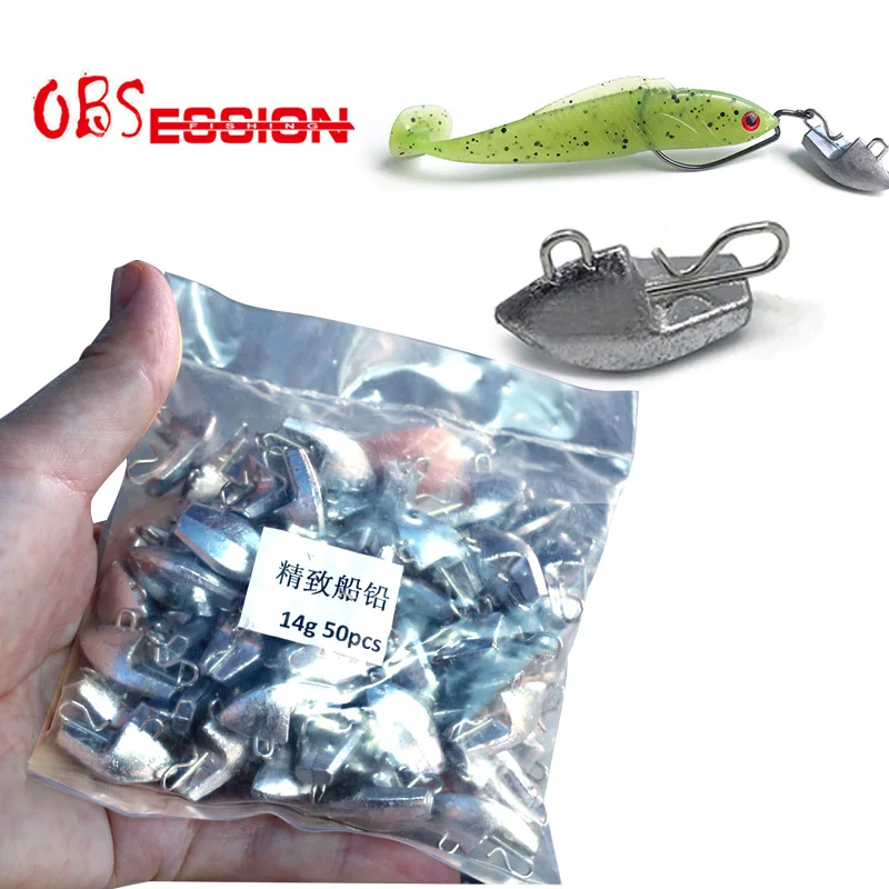 OBSESSION A019 50pcs 7g 10g 14g 20g Quick Release Connector Metal Sinker Drop Shot Weight Jig Sinking Fishing Tackle Accessories