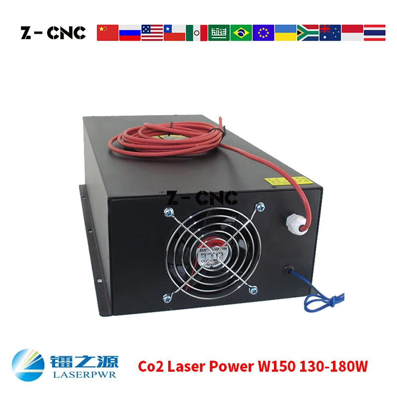 Co2 W150 Laserpwr Para o Tubo Do Laser de Potência Do Laser de Alimentação 130 140 150 160 170 180W FONTE de ALIMENTAÇÃO de chips A Laser Preto Hongyuan W150 Ac110 Ac220 Co2 Poder