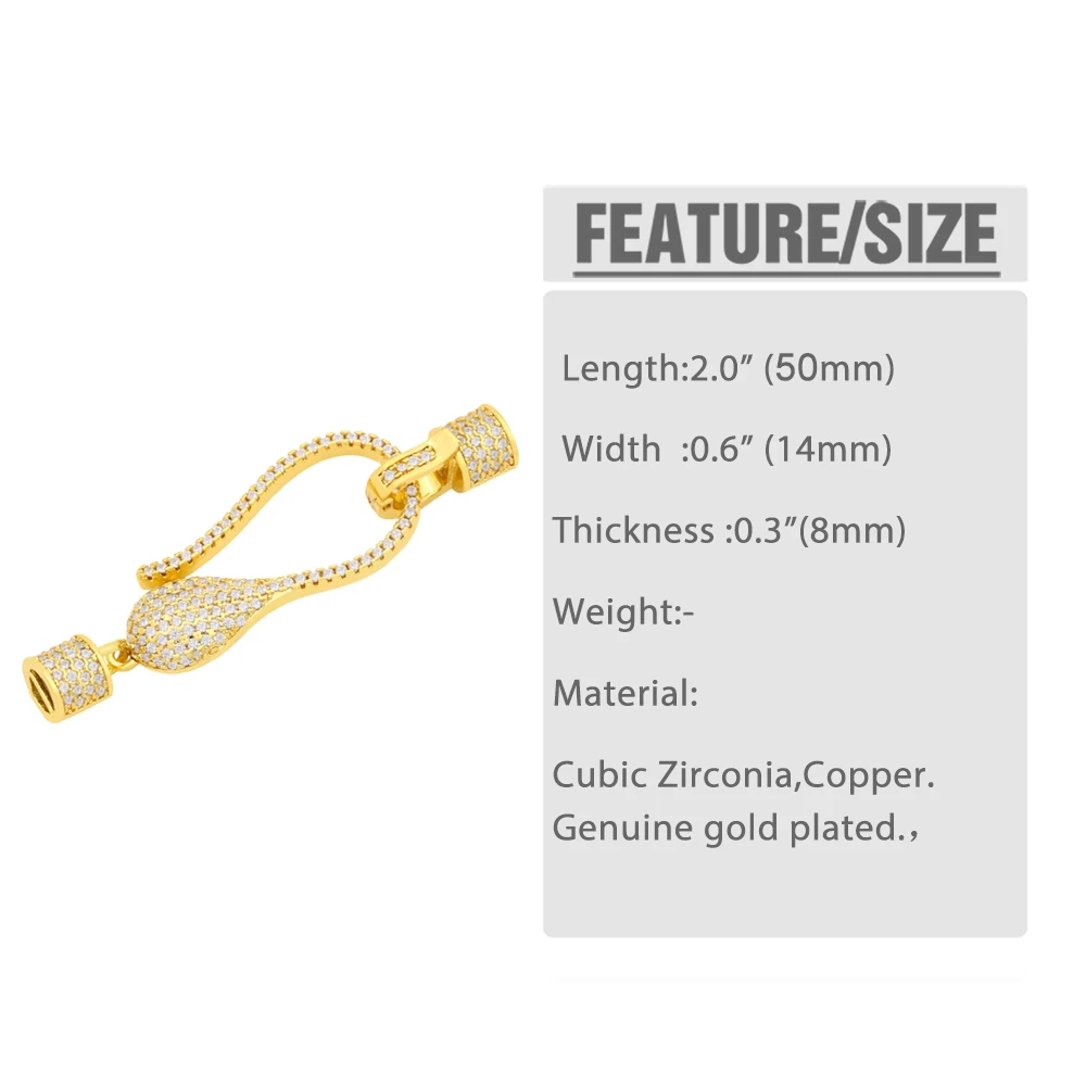 OCESRIO Copper DIY Clasps Hook Genuine Gold Plated Cubic Zirconia Bracelet Connectors Findings Accessories for Jewelry cnta040