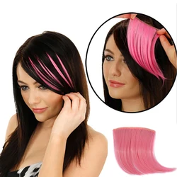 Piezas de cabello sintético colorido para mujer, Clip frontal, flequillo de fibra de alta temperatura, extensiones de cabello, accesorios para el cabello