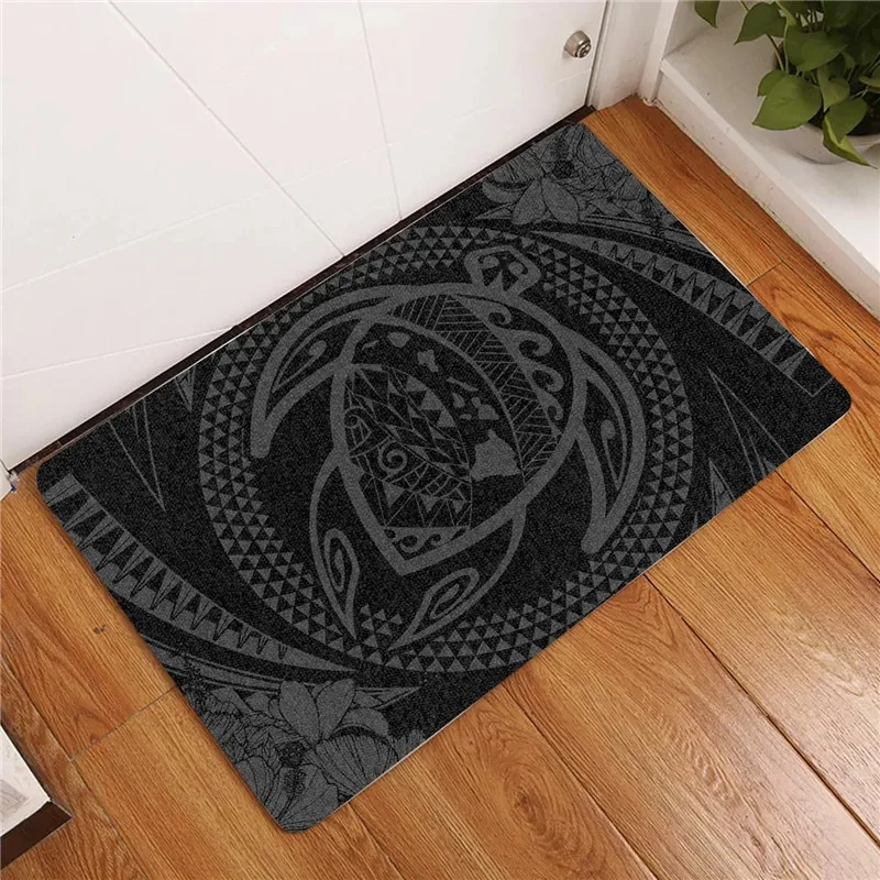 Hawaii Kakau Honu Hibiscus Tornado Polynesian Door Mat 3D Prined Doormat Non Slip Door Floor Mats Decor Porch Doormat