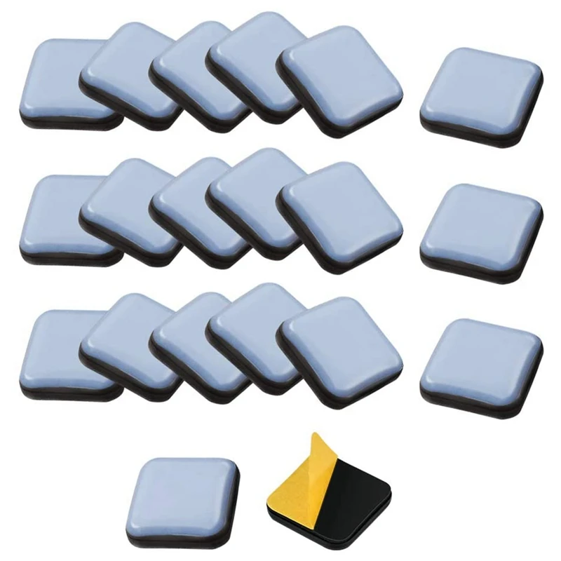 20 PCS Furniture Gliders Slider 25 x 25 mm PTFE Self Adhesive Furniture Moving Pads Square for Furniture Easy Movers