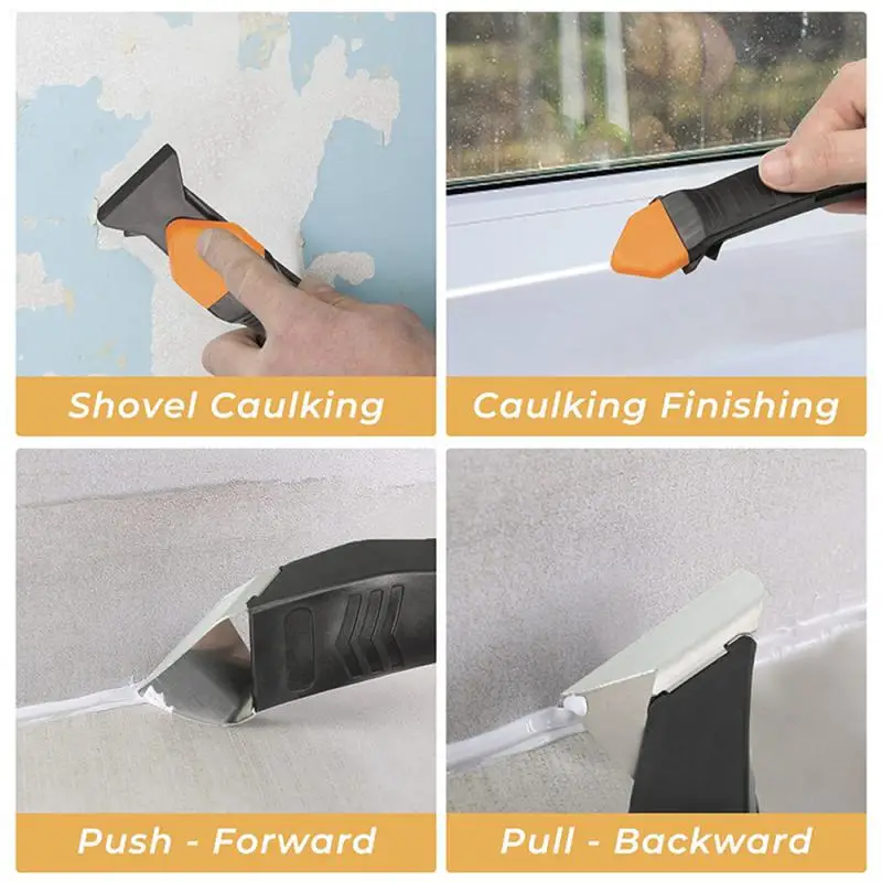 

5 In 1 Silicone Remover Caulk Smooth Scraper For Corners Caulk Finisher 3/6/10/13/17R Durable Glass Glue Angle Scraper Kits