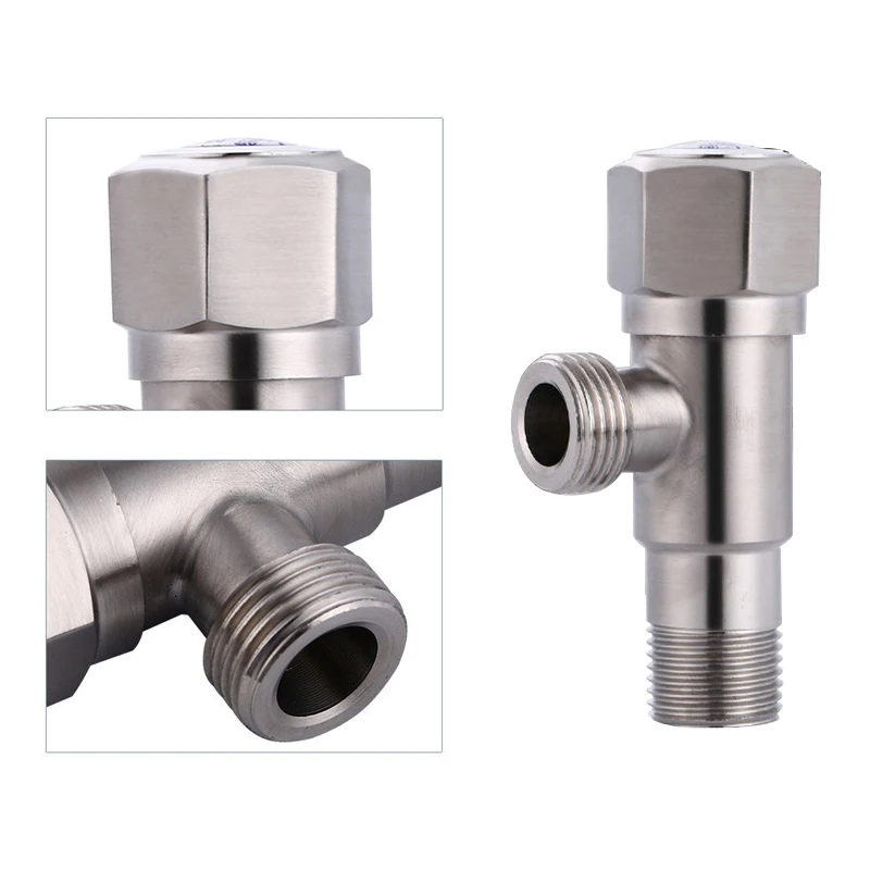 SUS304 Stainless Steel Angle Stop Valve G1/2 Thread Hot and Cold Water Control For Bathroom Faucet Toilet Basin Sink Plumbing