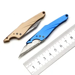 High Hardness Titanium Folding Knife Sharp Carbon Steel Blade Demolition of Courier Bottle Opener Outdoor Portable EDC Tool