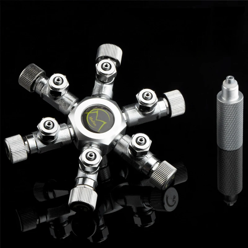 6 Ports Aquarium C02 Shunts Stainless Steel Multi Way Check Valve Solenoid Valve CO2 Regulator Fish Tank Accessories