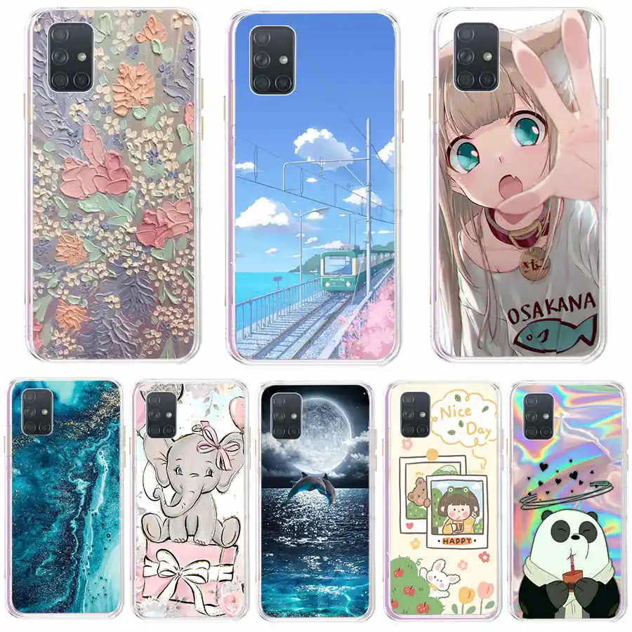 For Samsung Galaxy A71 Case Silicon Back Cover cartoon Phone Case For Samsung A715 Soft Case bumper coque cat