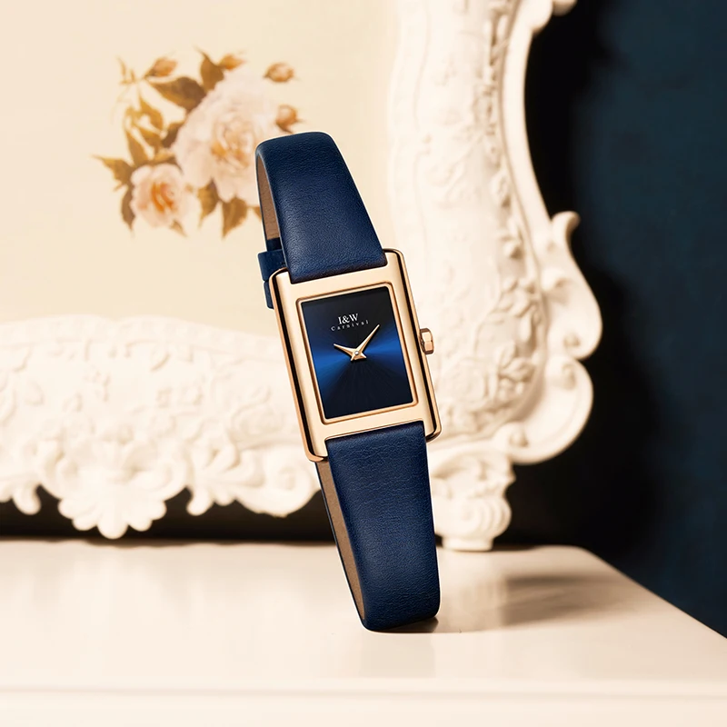 Relogio Feminino I&W New Fashion Square Watch for Women Switzerland Movement Sapphire Waterproof Leather Strap Dress Watch Women