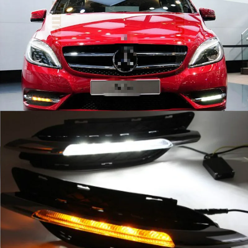 2pcs For Mercedes-Benz B-Class W245 B180 B200 11-13 White LED DRL Yellow turn signals