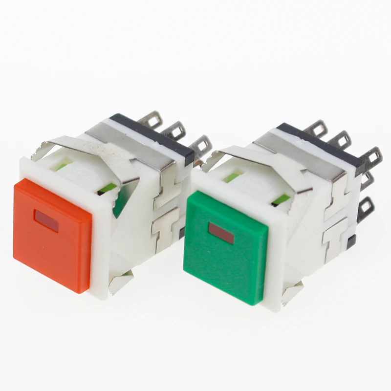 1 sztuk 17.2*17.2mm 3A/250V 6A/125V Snap-in 2NO2NC chwilowy kwadratowy przycisk włącznik z LED Light Plastic