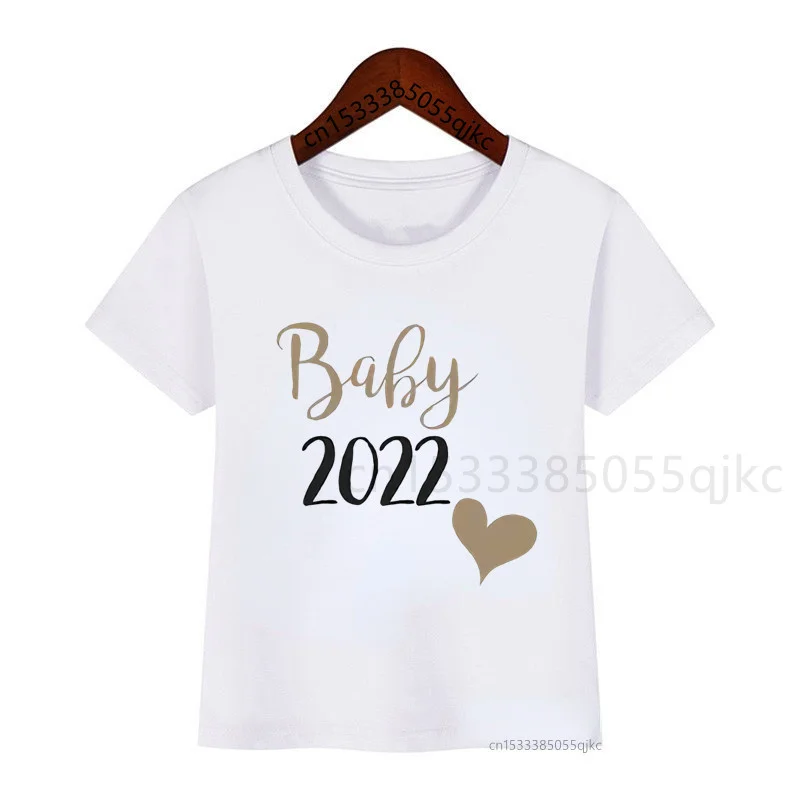 T-shirt à manches courtes pour enfants, blanc, décontracté, cadeau Hello 2022