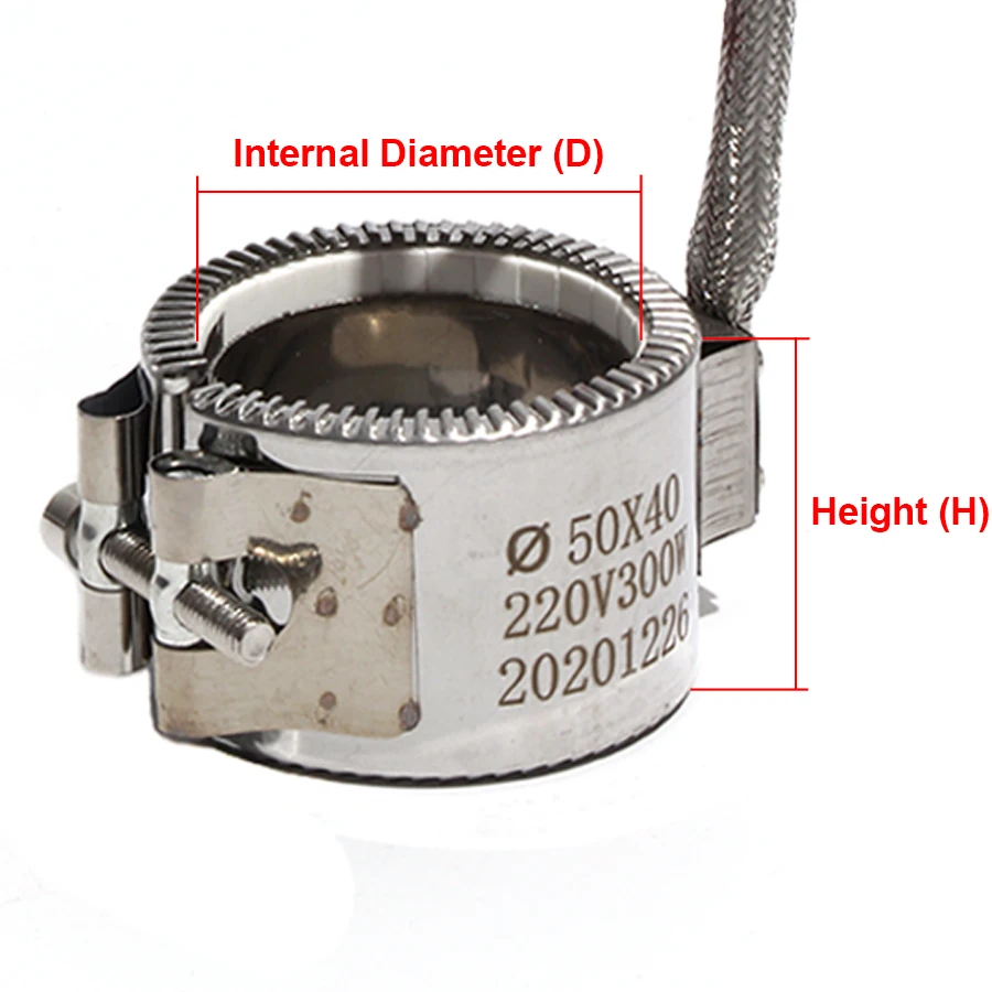 50mm Inner Diameter 30~50 Height Ceramic Band Heater 110V/220V/380V 200W/250W/280W/320W/350W Heating Element