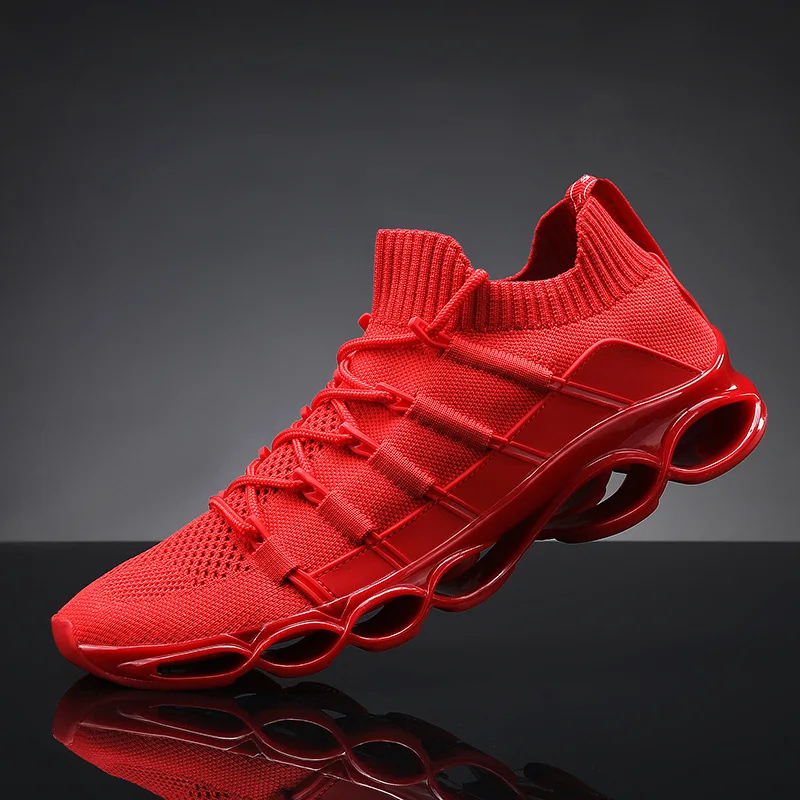 Erkekler spor açık ayakkabı akıllı sneaker elastik örgü nefes Vamp koşu ayakkabıları erkekler için spor ayakkabıları Sneakers