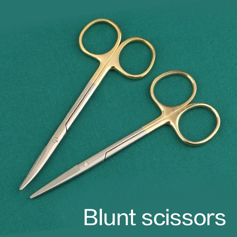 

Gold handle blunt scissors nose plastic equipment cosmetic surgery tools nasal head round scissors