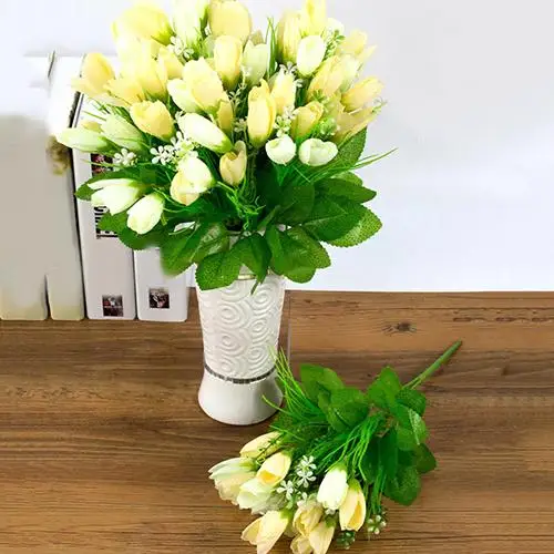 1 Bouquet 15 Heads Fake Tulip Bud Artificial Flower Wedding Party Home Decor DIY Floral Bouquets Arrangement Fake Flowers