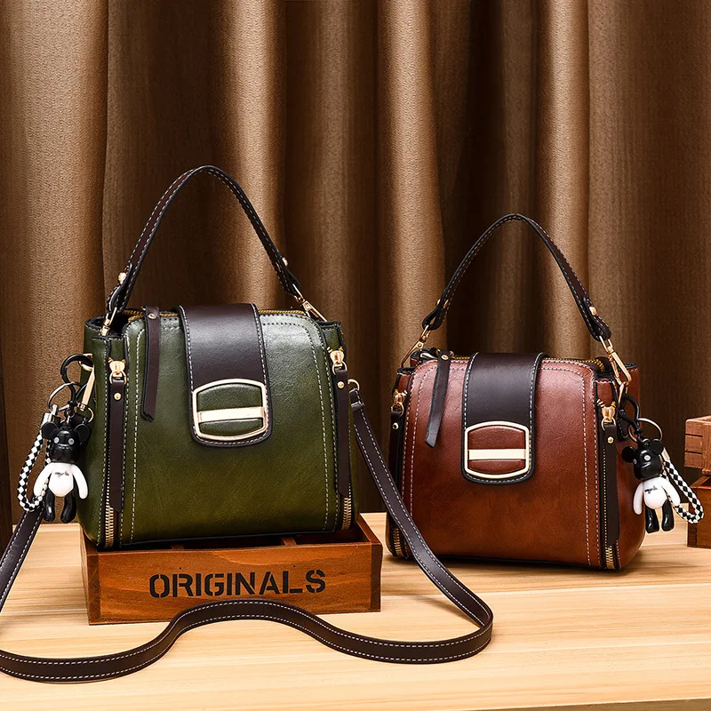 2021 Women Handbags Color Woman Shoulder Messenger Vintage PU Leather Ladies Daily Casual Crossbody Bags Purses and Handbags