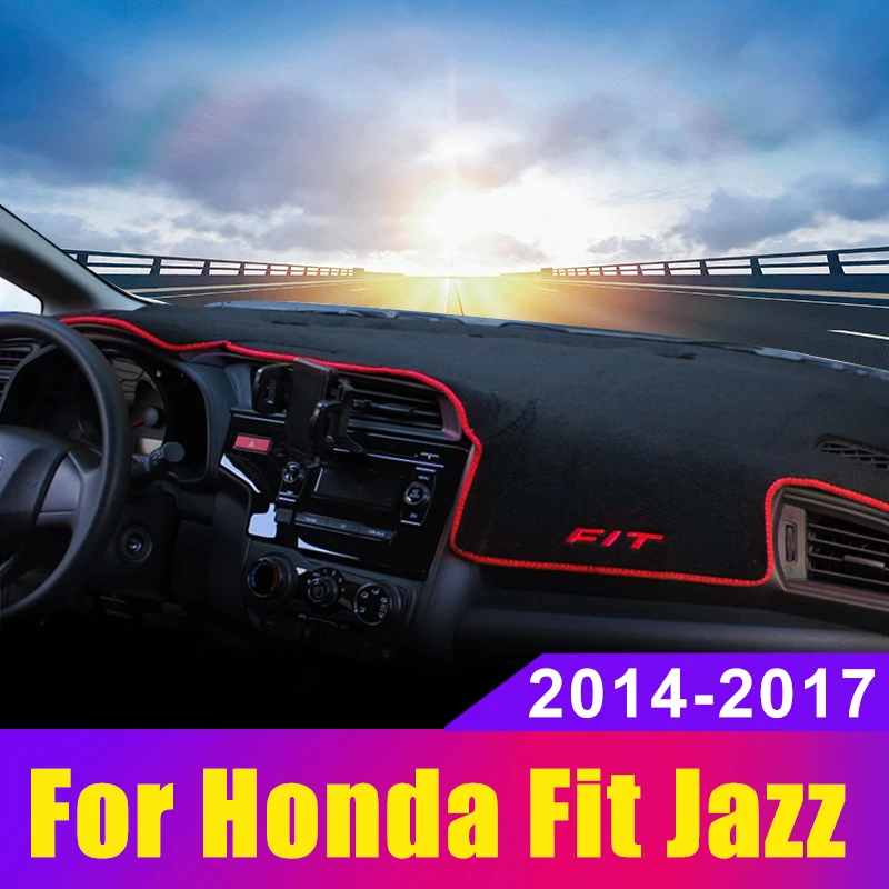 Car Dashboard Cover Mats Avoid Light Pad Instrument Platform Carpets For Honda Jazz Fit 3rd 2014 2015 2016 2017 2018 Accessories