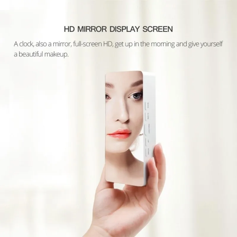 Lámpara LED de mesa para dormitorio, reloj electrónico Digital con espejo de maquillaje, despertador para decoración del hogar, novedad