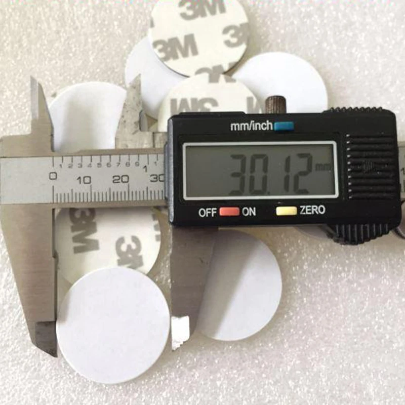 100pcs Diameter 25mm 13.56MHz ISO15693 Round IC Icode2 Coin Cards Anit-Metal RFID PVC Stickers