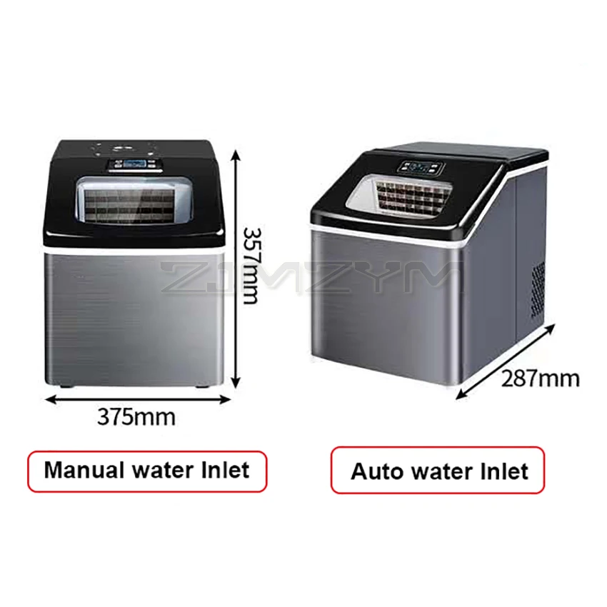 Máquina de HZB-20F comercial pequeña para el hogar, fabricante de cubitos de hielo cuadrados y automáticos, acero inoxidable, 25Kg/24H, tienda de té y leche, Fabricación de hielo