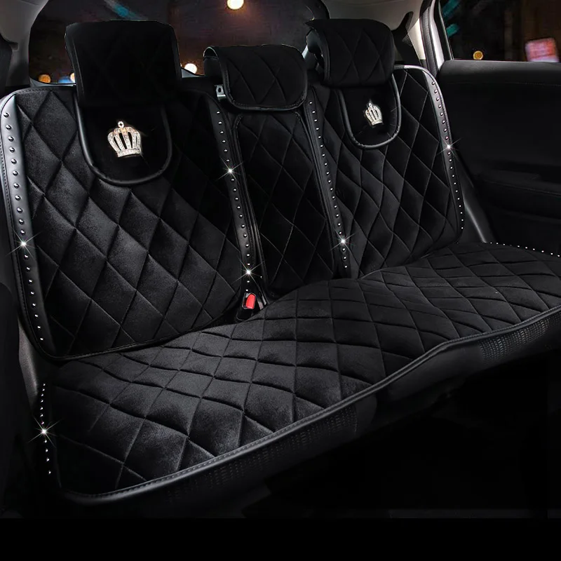 Fashion Rivets Winter Plush Universal Car Seat Cover Crown Auto Interior Seat Cushion Accessories Front Seats Covers Car Styling