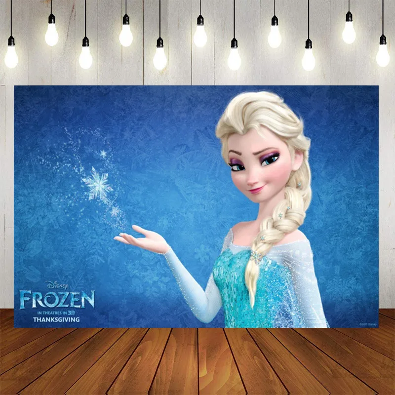 Hot Cartoon Frozen Anna Elsa Princess Party Photo Background Snow Queen Colorful Wallpaper Happy Birthday Baby Shower Backdrops