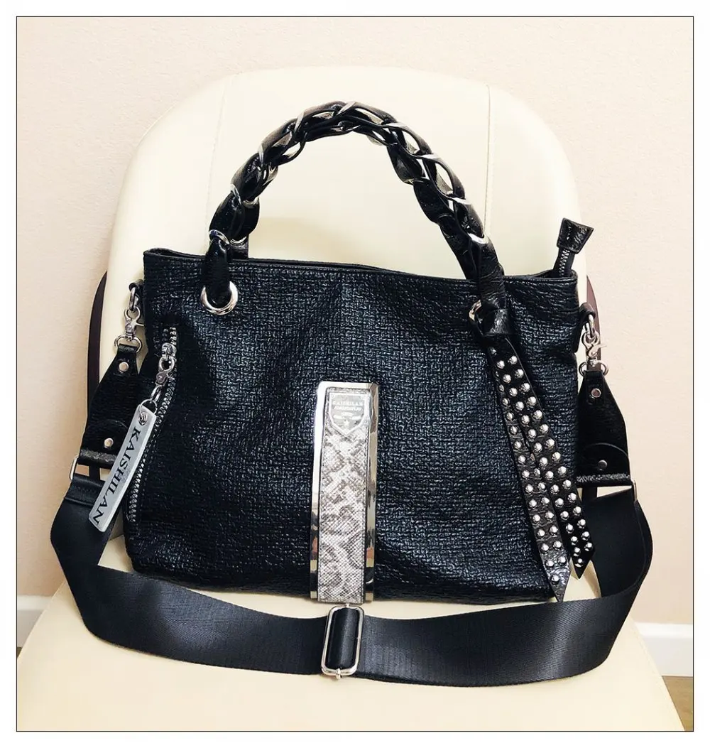 Lady Premium PU Leather Roomy Work Tote Bag Female Trends Rivet Pebbled Leather Big Size Office Everyday Slouchy Shoulder Bag