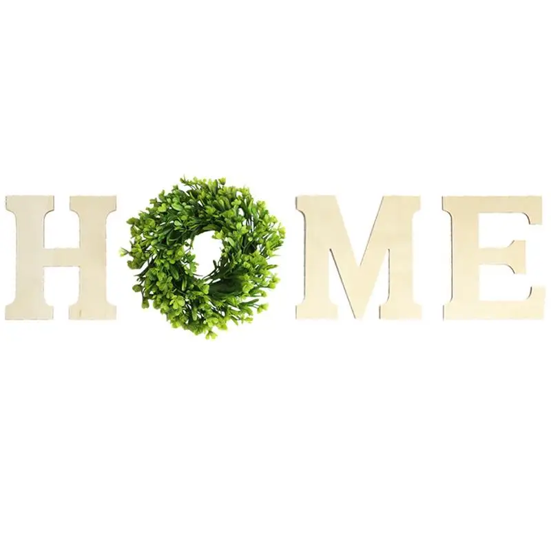 

Home Sign Kit Creative Rustic Wooden Home Letters Sign With Artificial Wreath Wall Home Decor