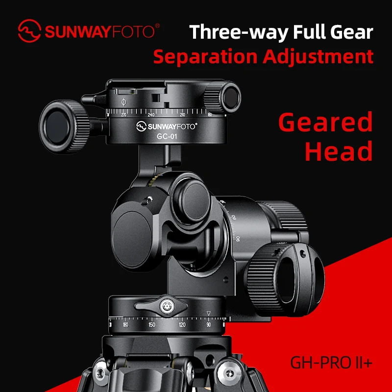 

SUNWAYFOTO GH-PROII+ Geared Head 3D Independent Adjustment Comes with Geared Panning Clamp GC-01