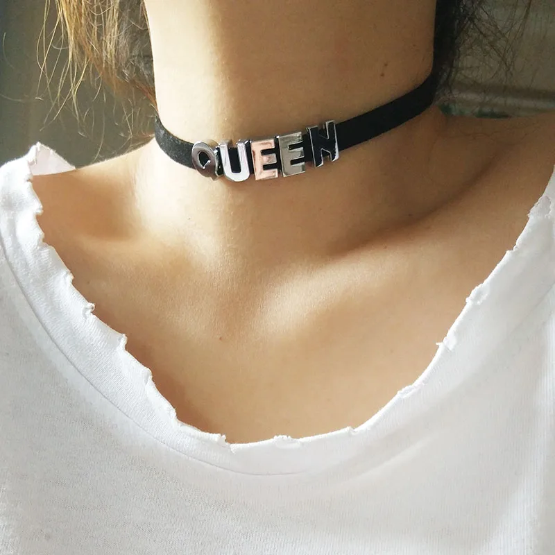 

Solid Metal Letter Choker Collares DIY Custom Personalized Name Necklaces for Women Anniversary Birthday Gift Jewelry Customized