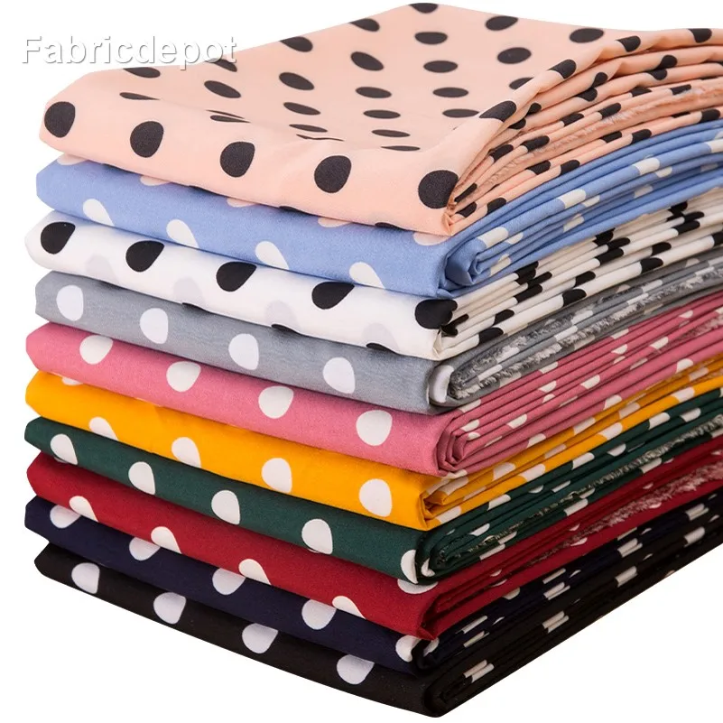 Polka Dot Stripe Printed Chiffon Impermeable for Sewing Summer Skirt Clothing Dress Drape Fabric Per Meters