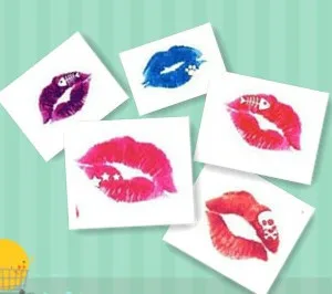 Waterproof Temporary Tattoo Sticker sexy blue red lips tattoo kiss tatto stickers flash tatoo fake tattoos for girls women