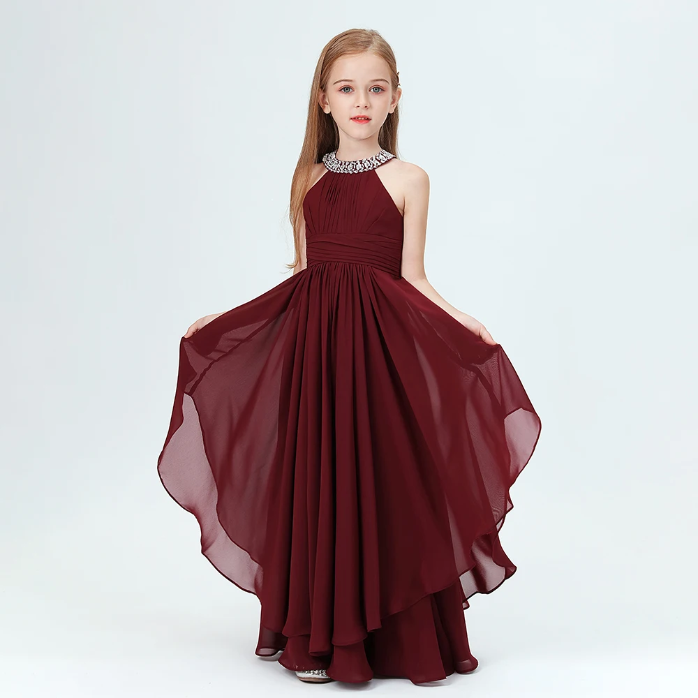 Vestido de dama de honor Junior de gasa para niños, celebración de festividad, boda, cumpleaños, fiesta de noche, ceremonia, baile de graduación, banquete, evento de bola