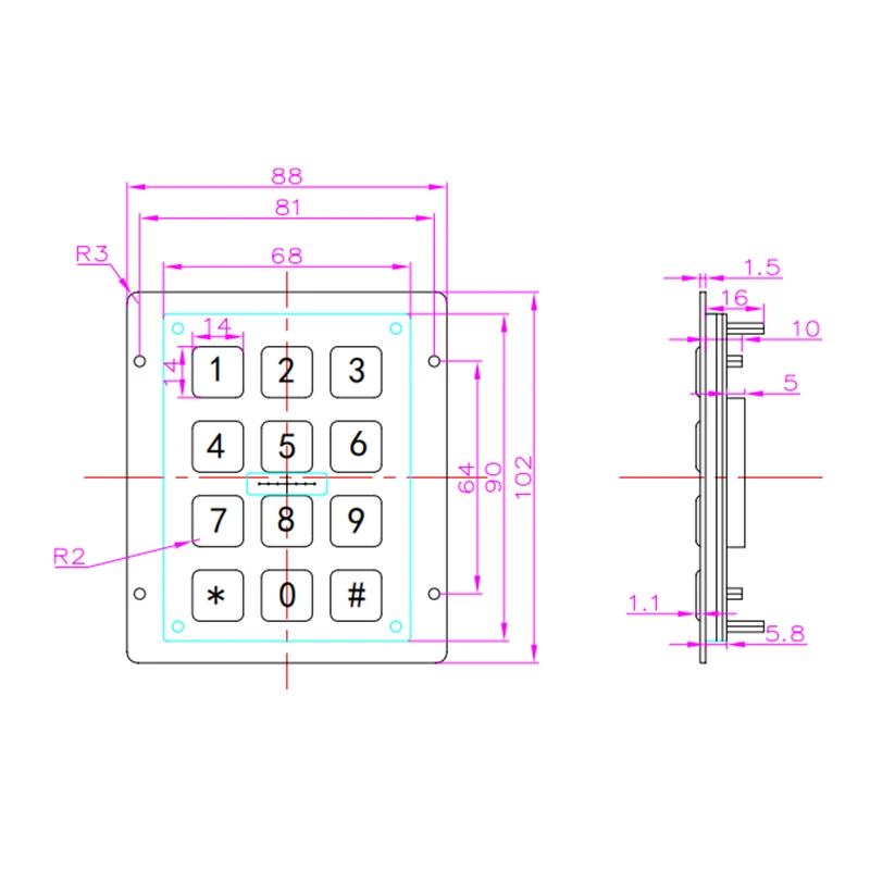 IP65 Waterproof Industrial Keyboard Security safety Rugged Metal Stainless Steel Backlit Numeric Keypad