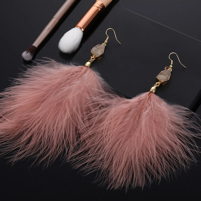 Fashion Earrings For Woman Exaggerated Feather Plush Earrings Temperament Earrings Boucle d\'oreille Femme