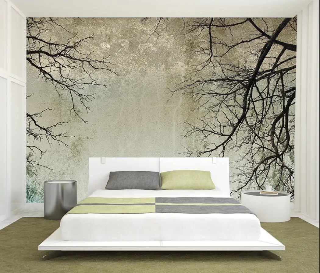 

Custom wallpaper photo retro branches sky minimalist TV background wall home decoration living room bedroom mural 3d wallpaper