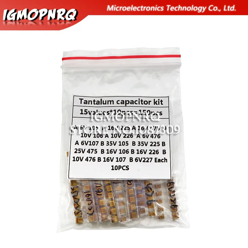 

15Values SMD Tantalum capacitor assortment kit 1uf-220uf A/B Case Tantalum capacitor set 1UF 2.2UF 4.7UF 10UF 47UF capacitors