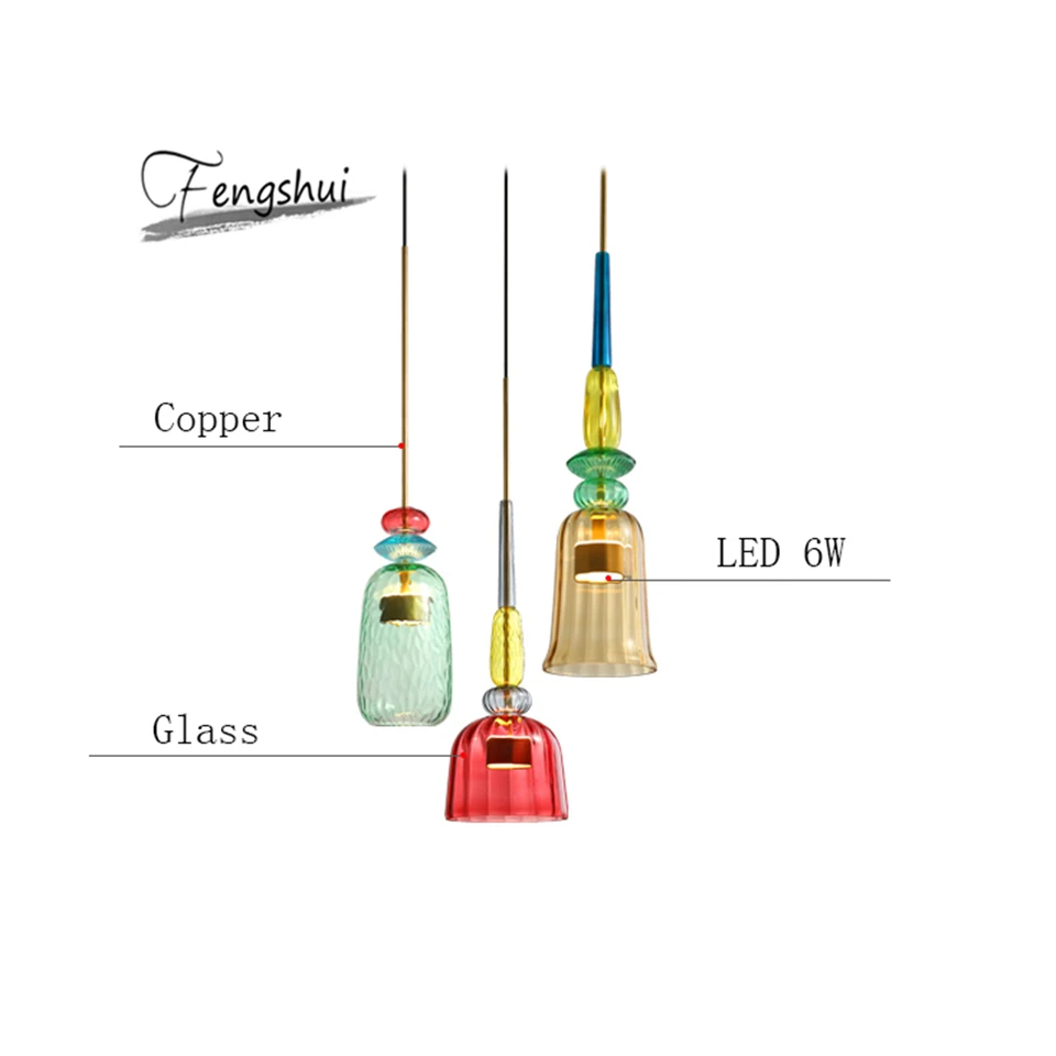 Скандинавский цветной подвесной светильник «Конфета», современный стеклянный светильник для гостиной, спальни, детской комнаты, подвесной светильник