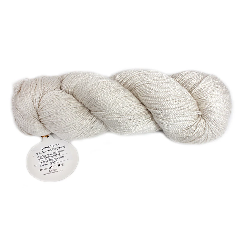 100g Silk Merino Yarn Fingering DK Weight Hand Knitting Crochet Undyed  DIY Natural White Soft High Quality